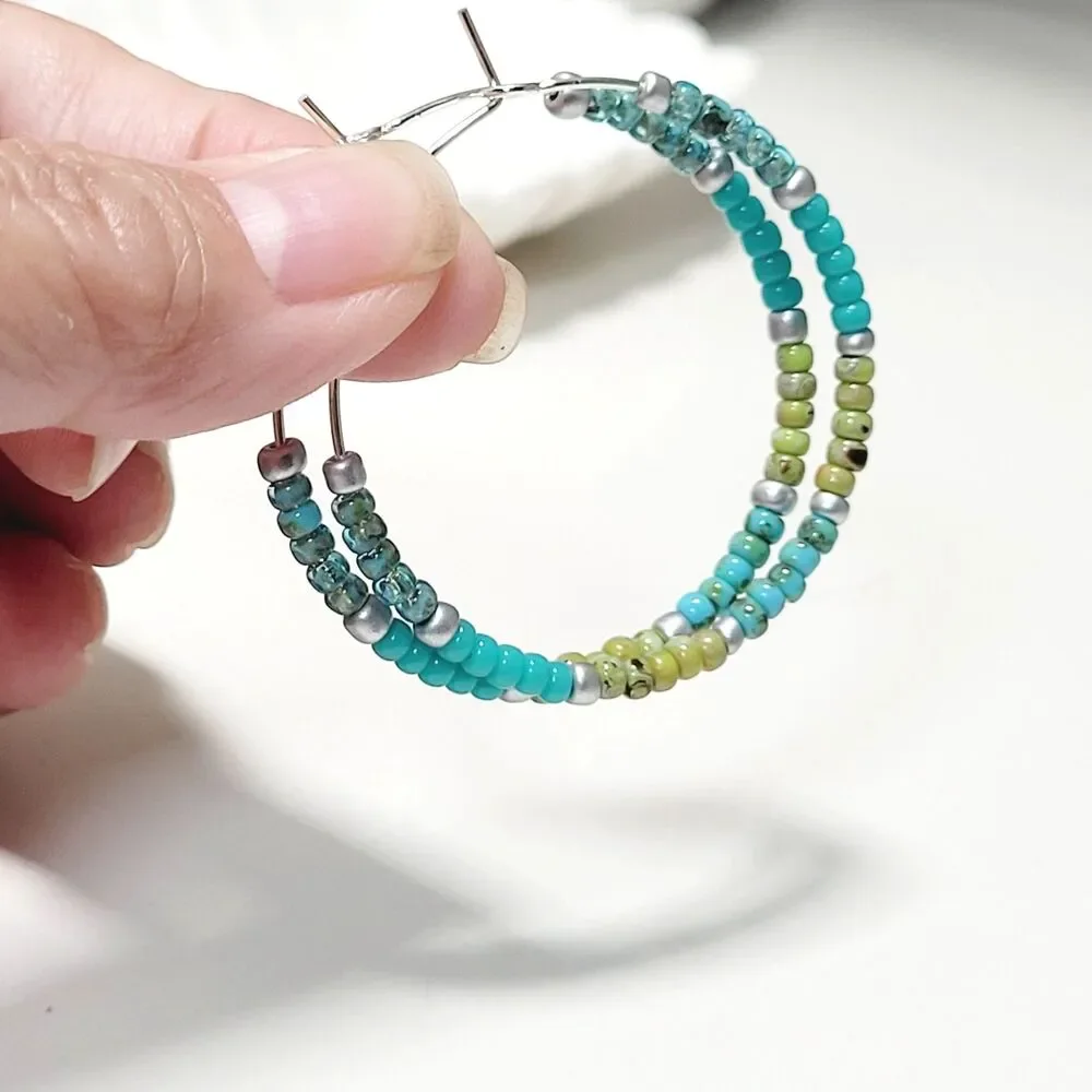 NEW Earrings Seed bead Hoop earrings minimalist earrings sweater strip 686#fs- s - Picture 5 of 6